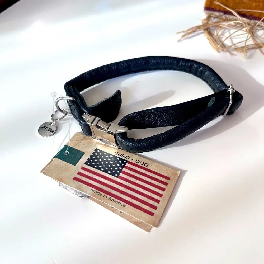Euro Dog Tag | new with tags | black leather dog collar